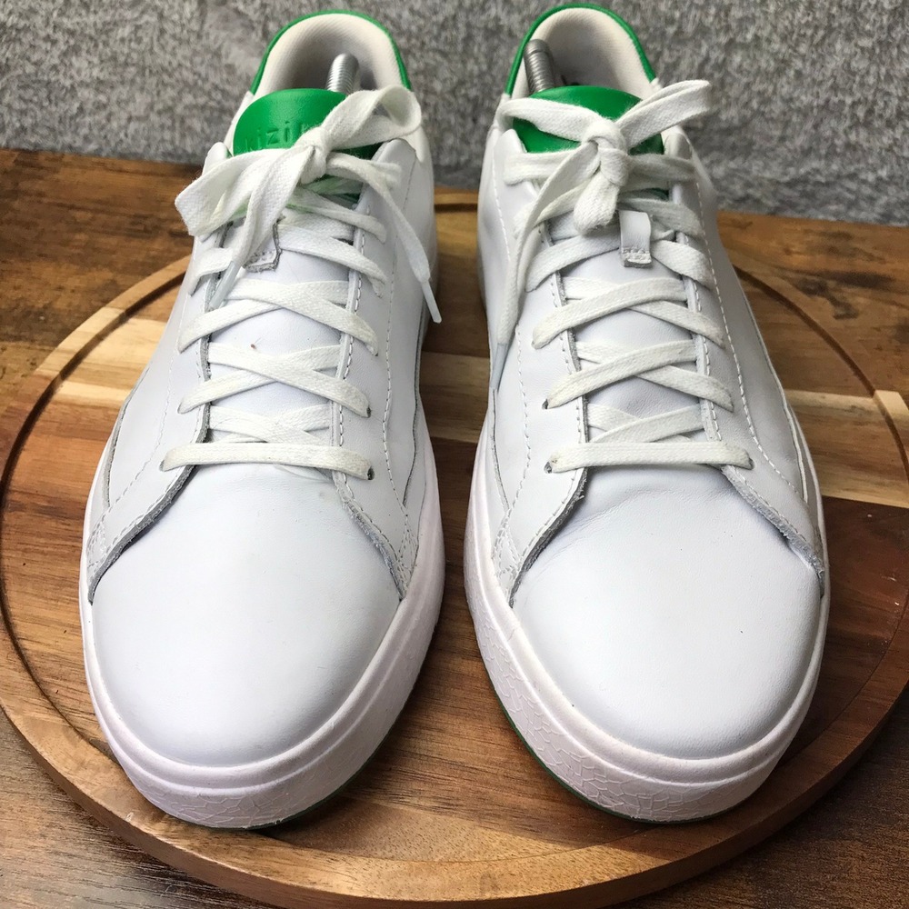Kizik Vegas Sneakers M 11 W 12.5 White Green Leather Hands-Free Slip On Shoes - Picture 4 of 16
